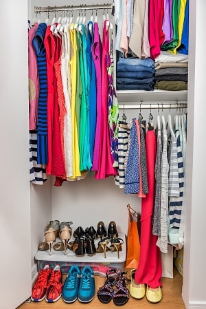 Small organized closet in Athens, Ohio, student rental